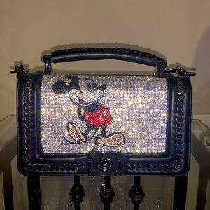 Disney leather crossbody bag with Mickey Mouse! Gunmetal hardware, red interior